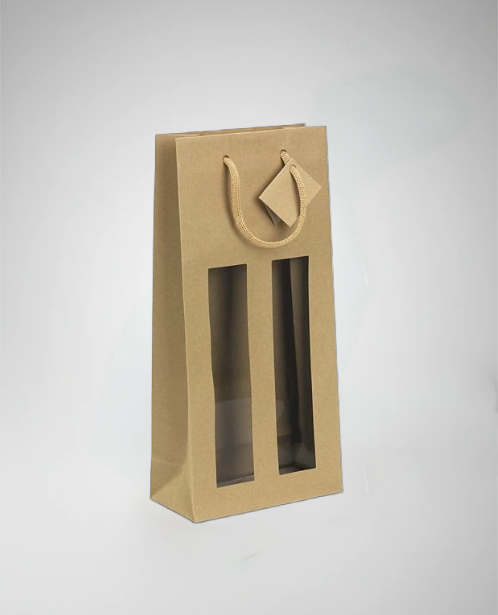 Sac kraft fenêtre pour bouteilles brun/noir-Lot de 100