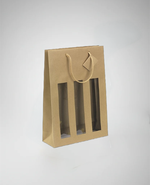 Sac kraft fenêtre pour bouteilles brun/noir-Lot de 100