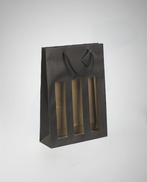 Sac kraft fenêtre pour bouteilles brun/noir-Lot de 100